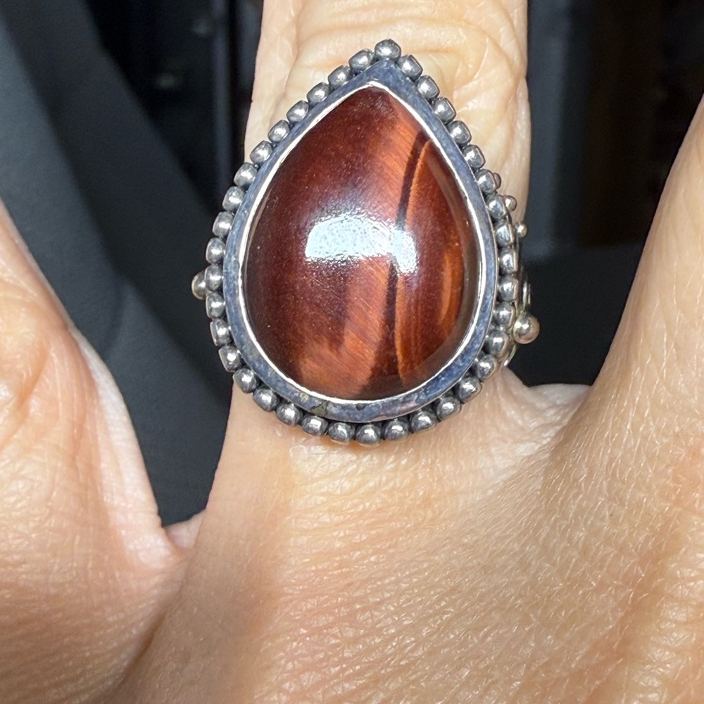 Studio Barse Silver Ring With Brown Teardrop Stone - image 4
